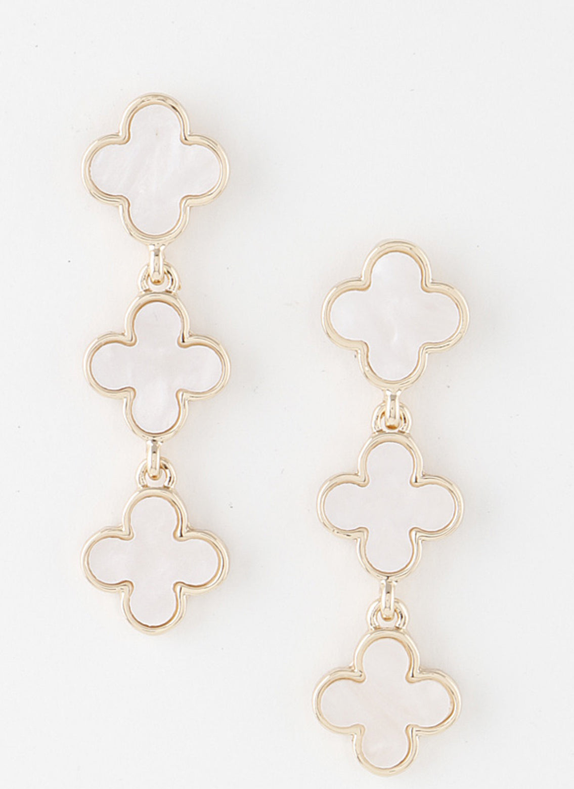 Triple Marble Clover Drop Earrings