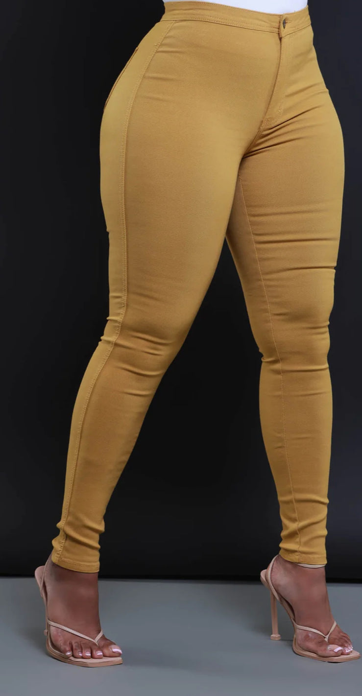 Octavia Stretch Pants - Mustard (Curvy)